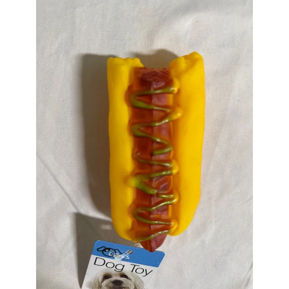 Duke's Pet Products Squeaky Hot Dog Toy Vinyl Dog Chew Toy DI238 New - Picture 2 of 5